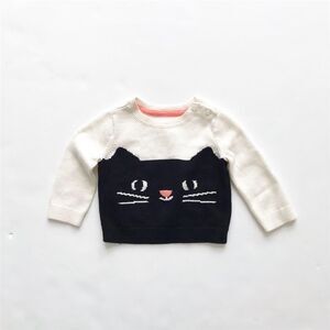Babygap cat face knit sweater EUC 3-6 months